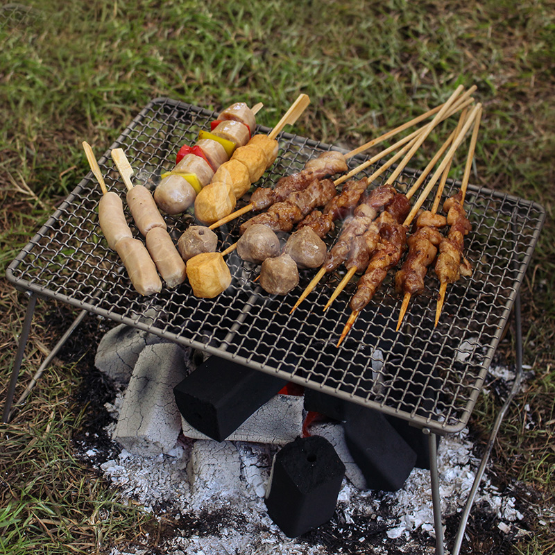 必唯(boundless voyage) 纯钛烧烤网架野营桌户外便携折叠桌子烤盘烤