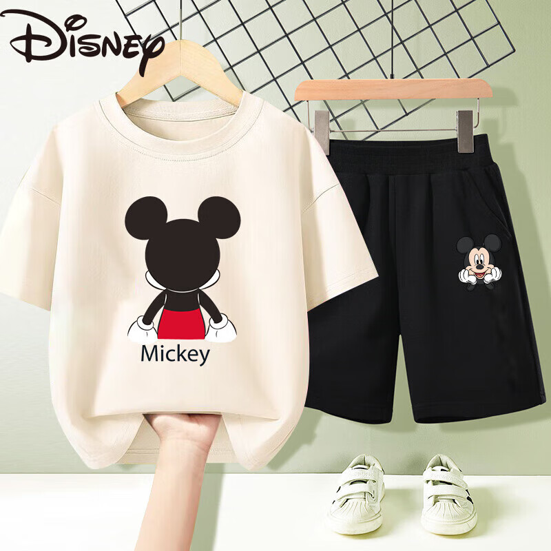 迪士尼（Disney）男女童短袖套装新款帅气儿童衣服t恤纯棉