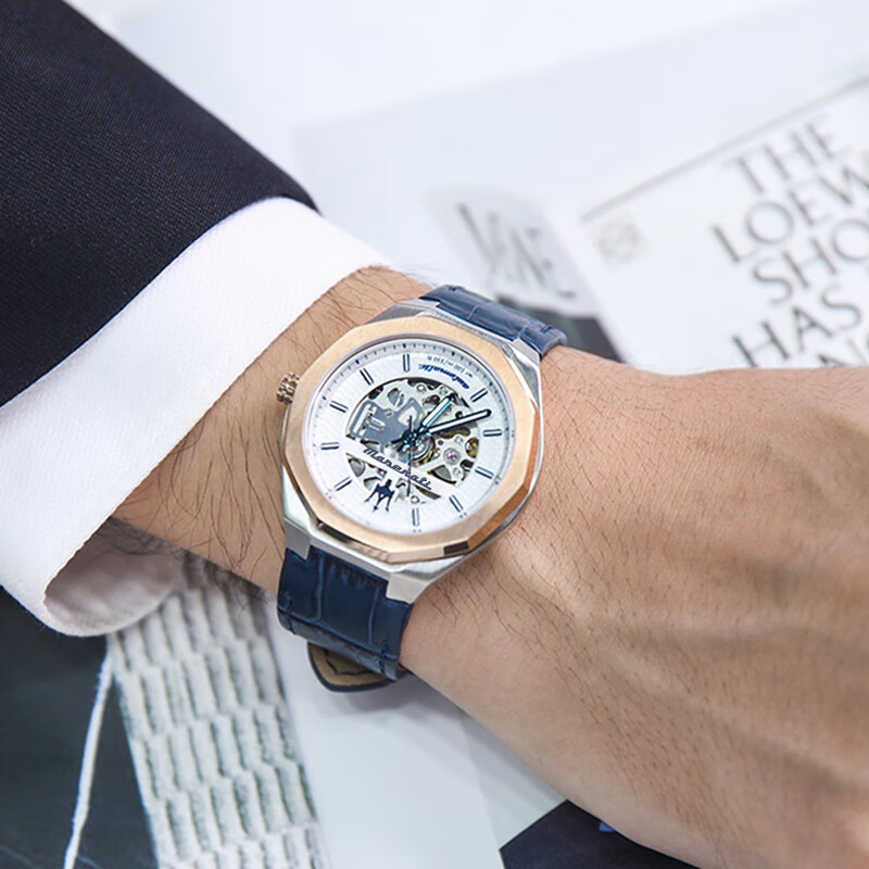 玛莎拉蒂（MASERATI）手表男全自动机械表镂空透视轻奢潮流时尚多功能男表送男友礼物 热卖-时尚镂空机械表 R8821142001
