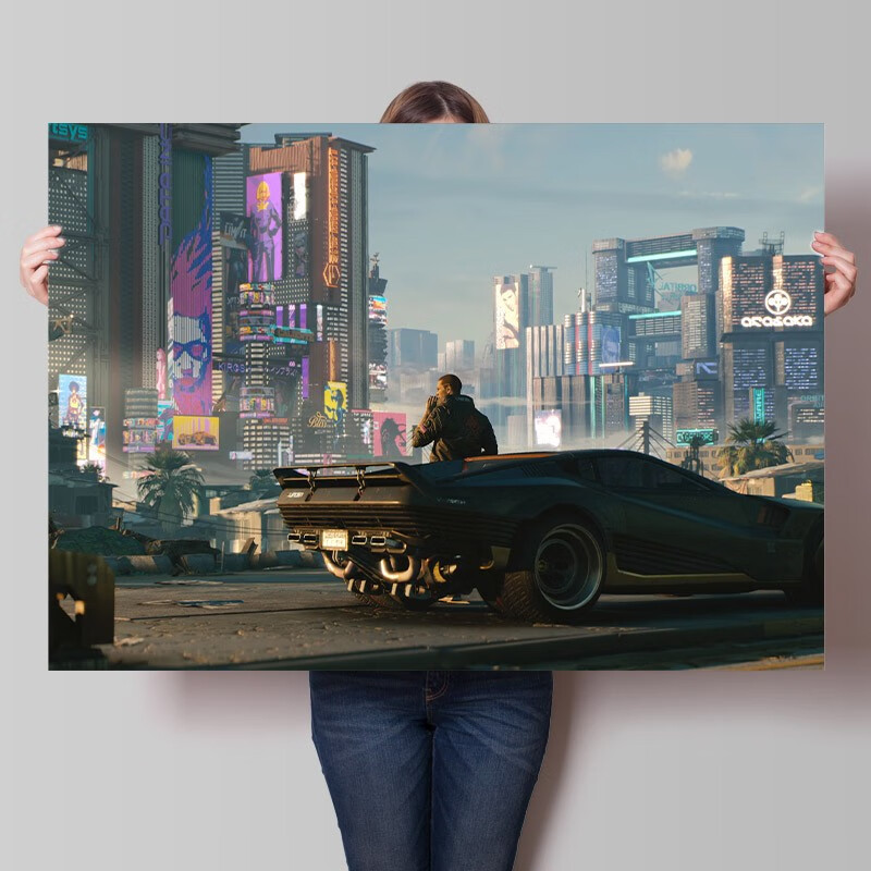 誉静赛博朋克2077游戏海报周边超大墙贴房间宿舍卧室高清壁纸装饰定制