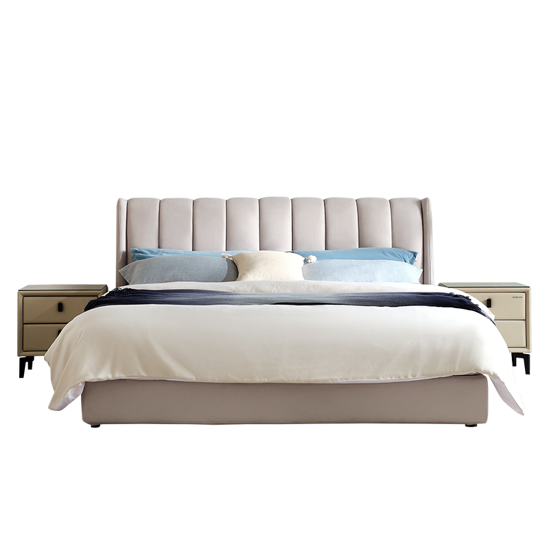 全友家居 床现代简约双人床1.8米卧室家具科技布软靠大床105207C 科技布床1.8米 1597.6元