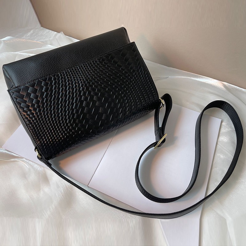 图丁(tending)软皮女包新款女士妈妈单肩包时尚编织纹牛皮斜挎包女