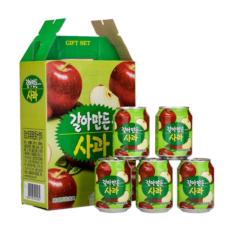 韩国进口饮料果汁12瓶*238ml12种混合口味组合海太葡萄汁草莓汁桔汁菠萝汁苹果汁梨汁桃 海太苹果汁238ml*12瓶
