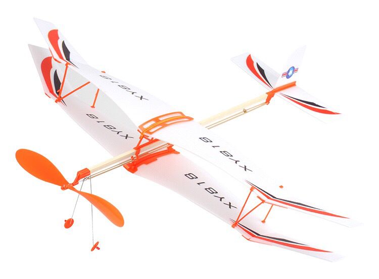 双翼单翼雷鸟橡筋动力滑翔机橡皮筋航模飞机拼装模型飞机模型 双翼