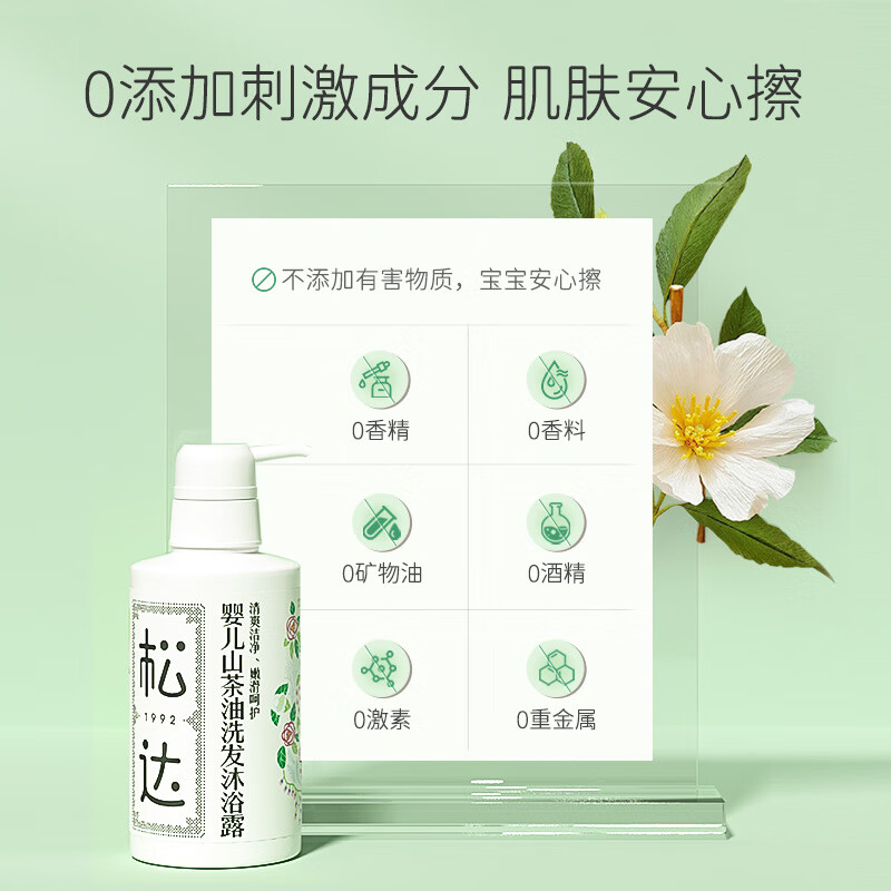 松达婴儿沐浴露洗发水二合一0-3-6岁宝宝易冲洗天然无香无硅油 【热卖爆款】洗发沐浴露300ml