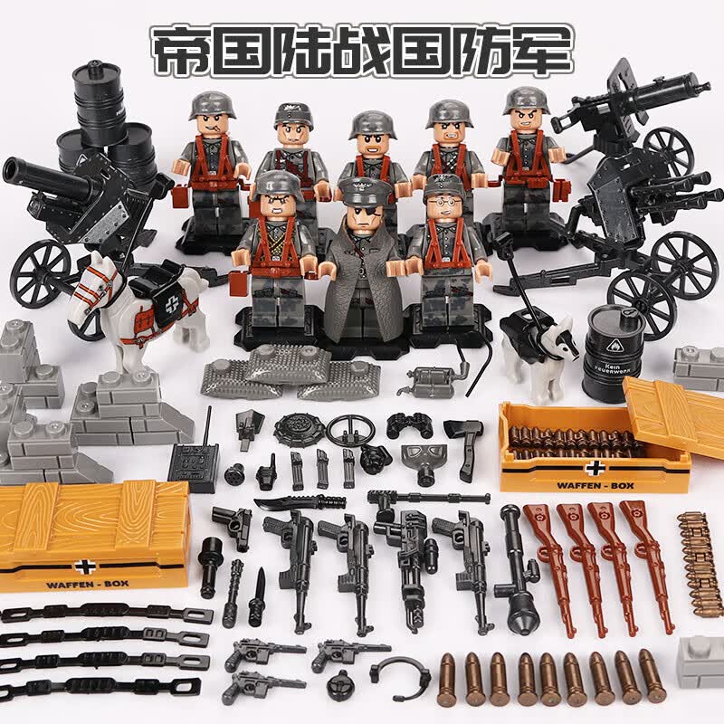 军事人仔儿童拼装人偶兵人特警吉普车玩具儿童生日礼物 71002闪电突袭