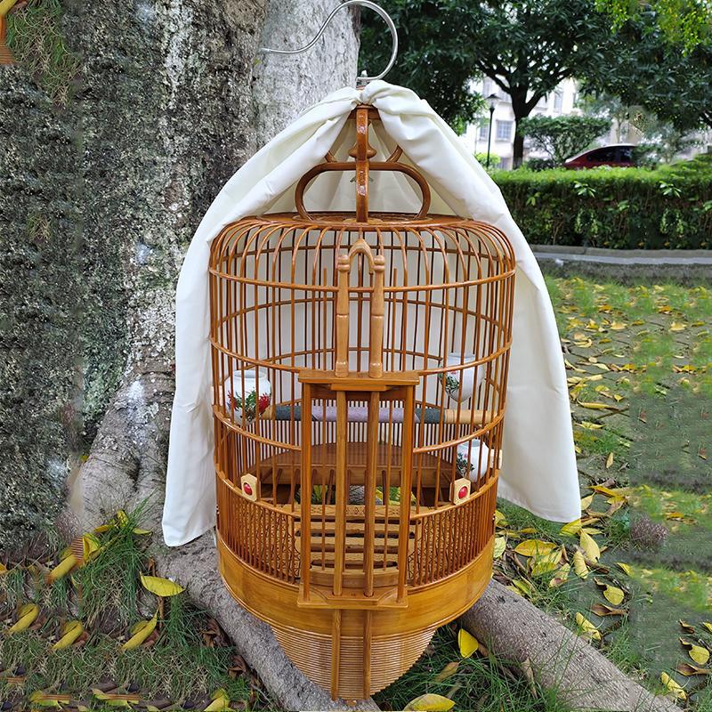 全竹广式鸟笼名家广笼清远笼高档画眉竹制精品大号手工配套 36cm广