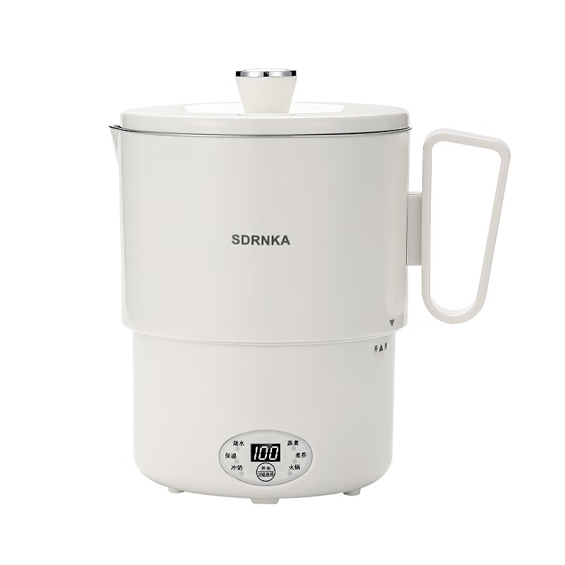 SDRNKA便携式烧水壶折叠热水壶旅行出差保温烧水杯家用迷你电热杯炖煮杯 【智能款+象牙白+1L】 【2023新款】