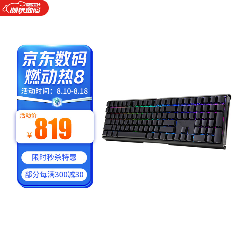 樱桃（Cherry）MX3.0S RGB G80-3874LYAEU-2 机械键盘 有线键盘 全尺寸游戏键盘 无钢板RGB灯效 黑色 红轴