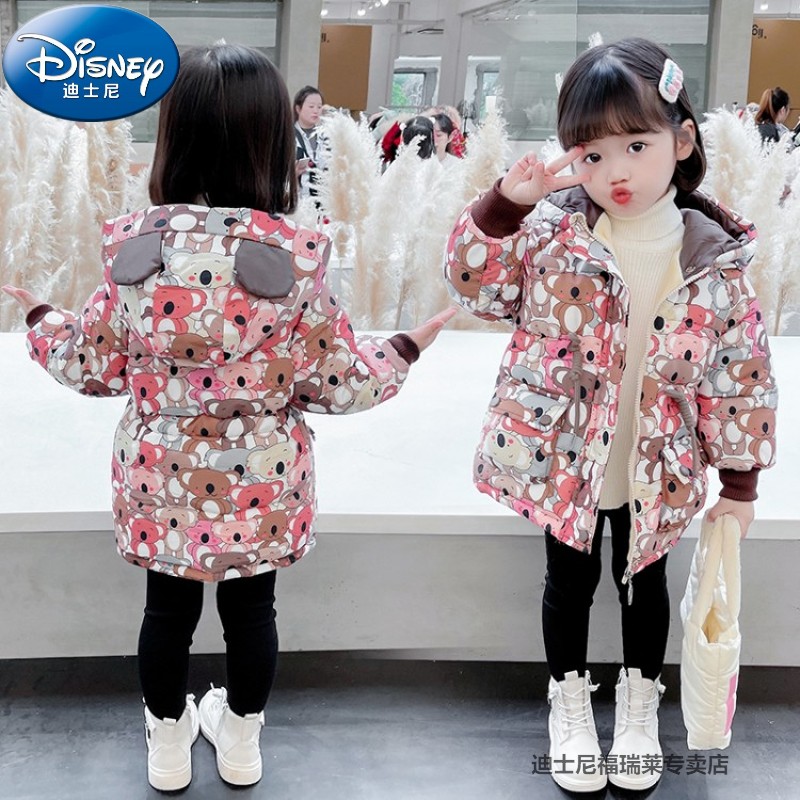 反季迪士尼品牌同款女童羽绒棉服2021新款儿童加厚洋气羽绒外