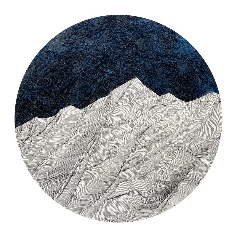 【轻奢高端】玄关圆形装饰画抽象艺术手绘肌理油画圆形入户玄关挂画