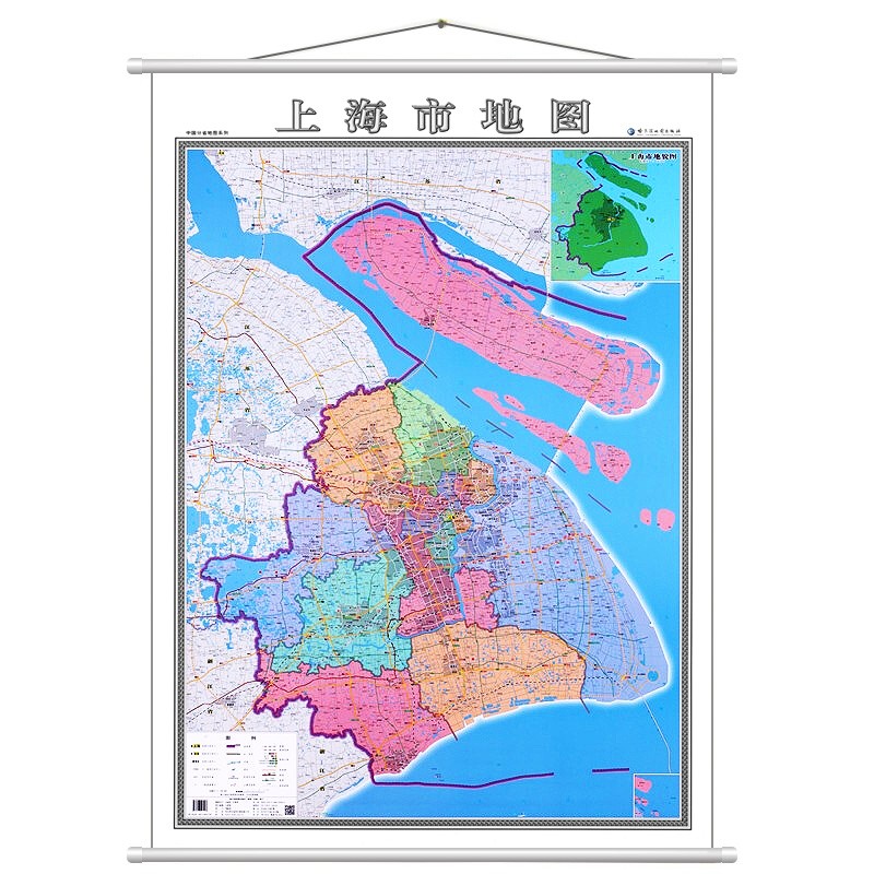 2022年上海市地图 政区交通地形 1米*1.4米