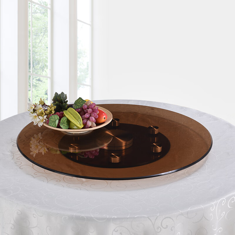 高档玻璃转盘圆桌钢化玻璃茶色 转桌转盘家用酒店饭店转盘餐桌钢化