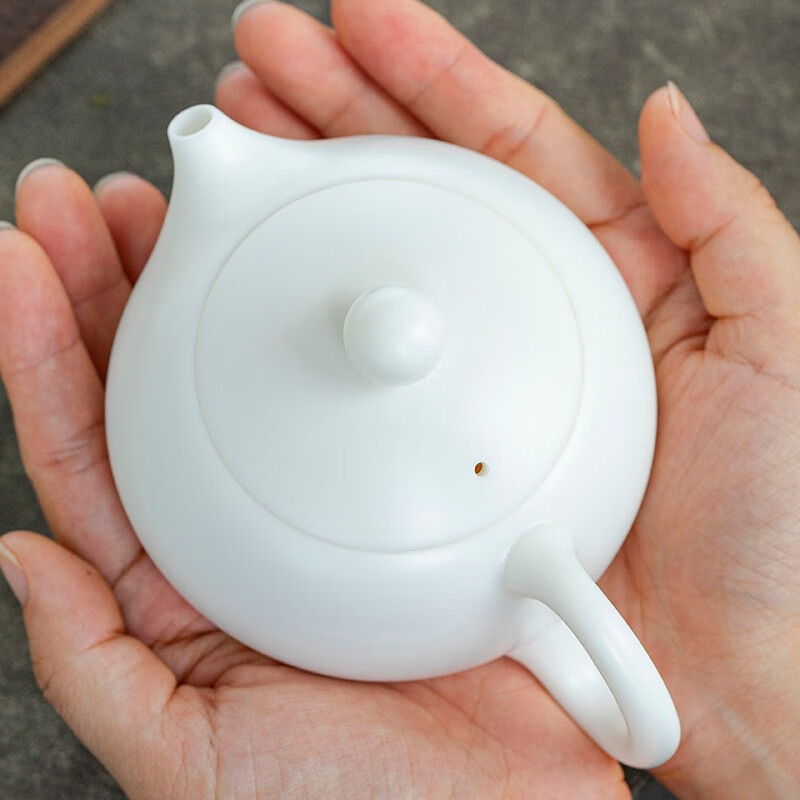 钰铨龙门 羊脂玉瓷茶壶 德化白瓷纯手工无釉素烧西施壶单陶瓷泡茶壶礼盒装 小号西施壶（110ml)