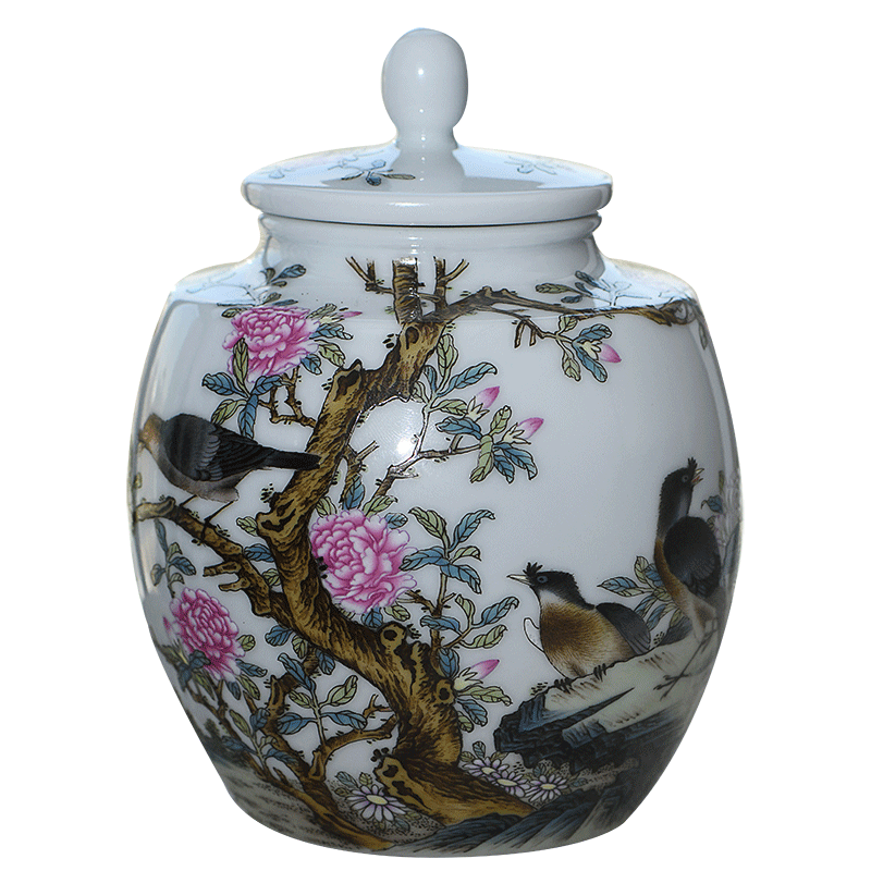 煙波致爽閣景德镇 春风祥玉 邹俊窑制 八字款 粉彩 牡丹八哥富贵吉祥