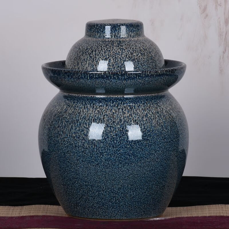 oemg景德镇陶瓷泡菜坛子咸鸭蛋坛子腌菜罐 双盖釉变密封罐家用储蓄罐
