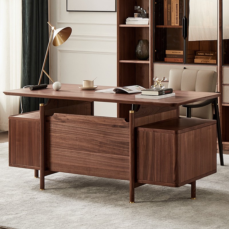 木书桌椅组合意式极简全实木写字桌书房高端实木家具电脑桌 单书桌 否