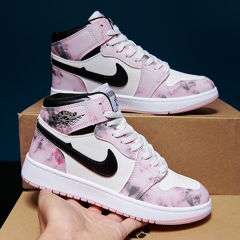 秋冬aj1官网空军一号樱花粉aj女鞋冰淇淋高帮运动鞋 aj818-1樱花粉/女