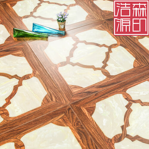 华欣硕 玉石纹拼花强化复合木地板 欧式复古个性拼花背景墙地板 wy328