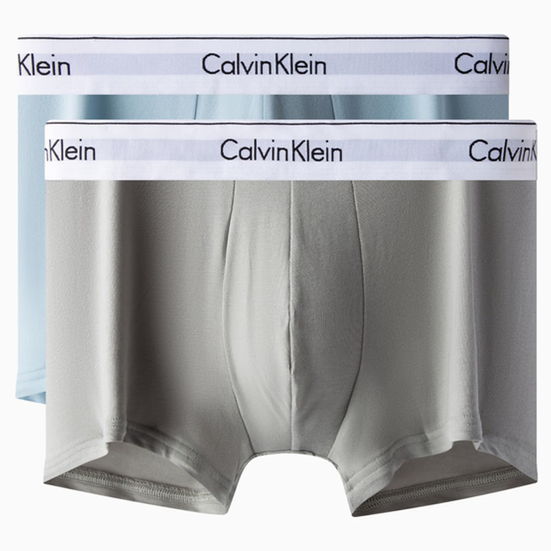 Calvin Klein【摩登引力带】内衣男三条装循环提花防夹臀棉质平角内裤NB1085 1PP-太空黑/玉鈫蓝/大理石灰 XL