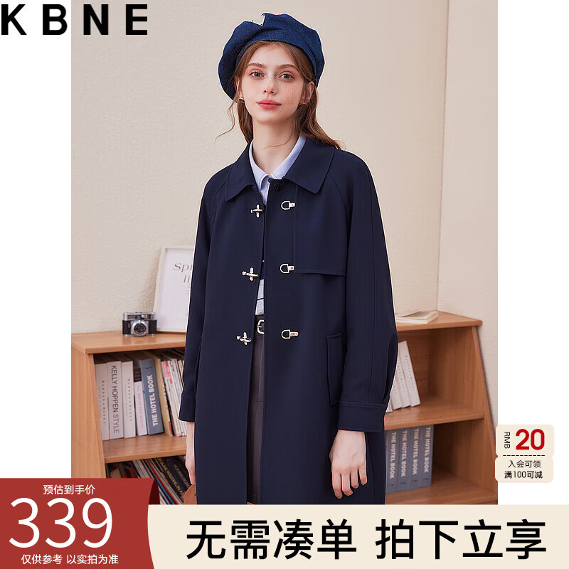 KBNE【推】风衣外套女大衣小个子kbne春装今年流行英伦风上衣 蓝色 XL高性价比高么？