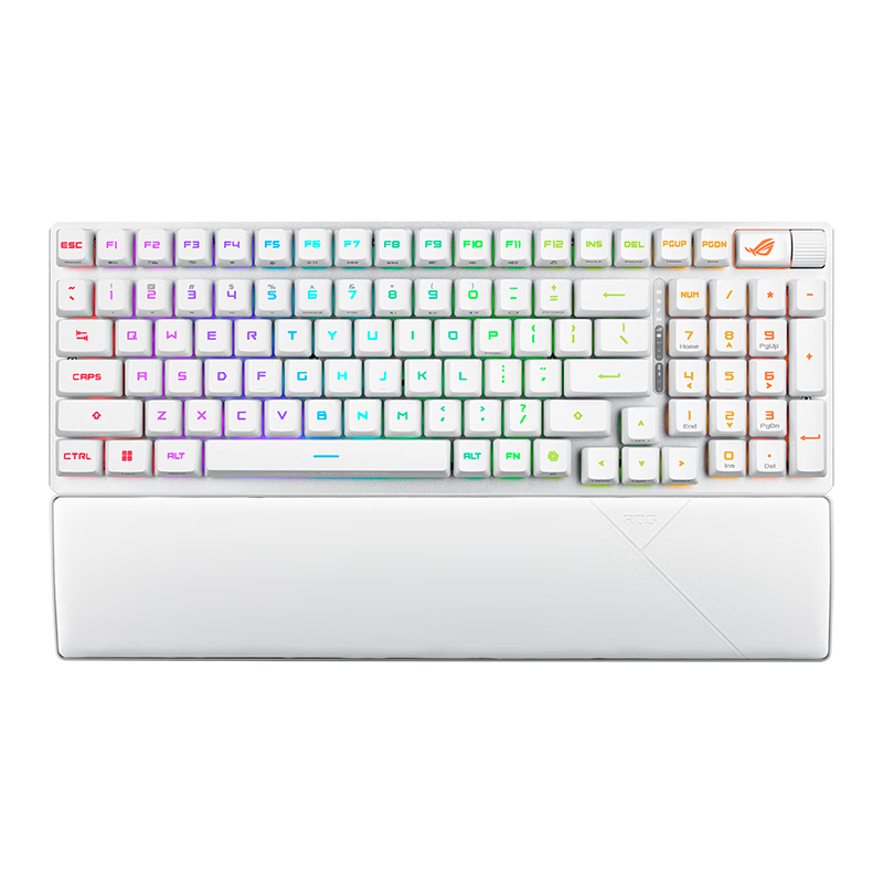 ROG游俠2 RX  98無(wú)線版機(jī)械鍵盤 三模游戲鍵盤 96配列 RX紅軸 RGB  PBT版 月耀白