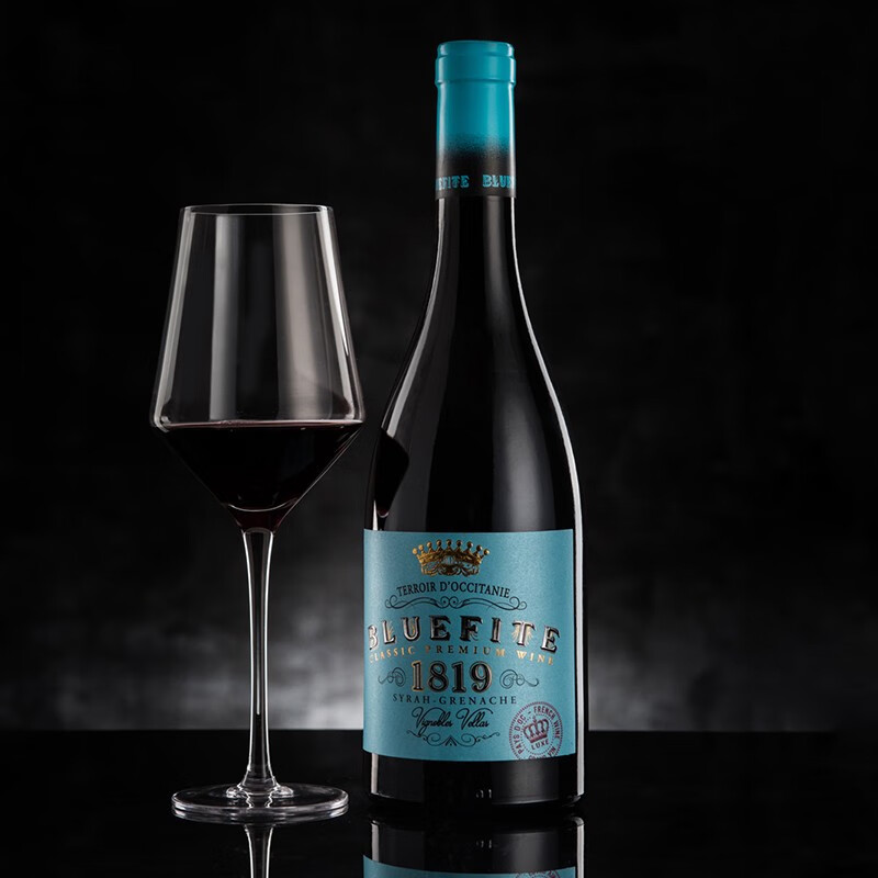 蓝菲1819 法国进口红酒 七彩蓝干红葡萄酒 单支装
