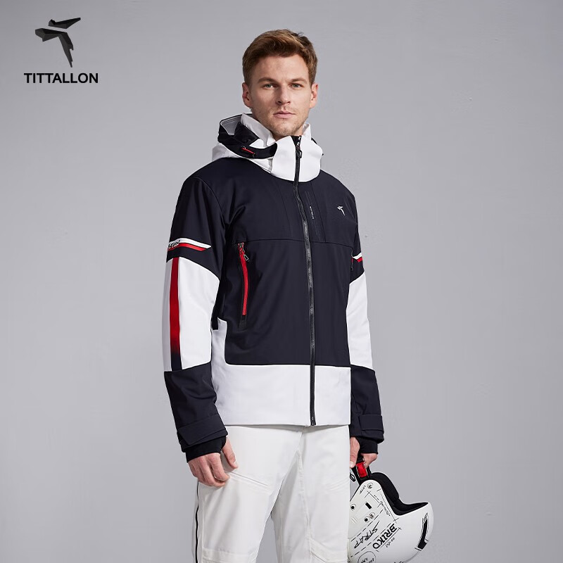 体拓(TITTALLON)【T系列】双板专业滑雪服男 四向弹力防风防水保暖透气滑雪外套 黑色上衣 M