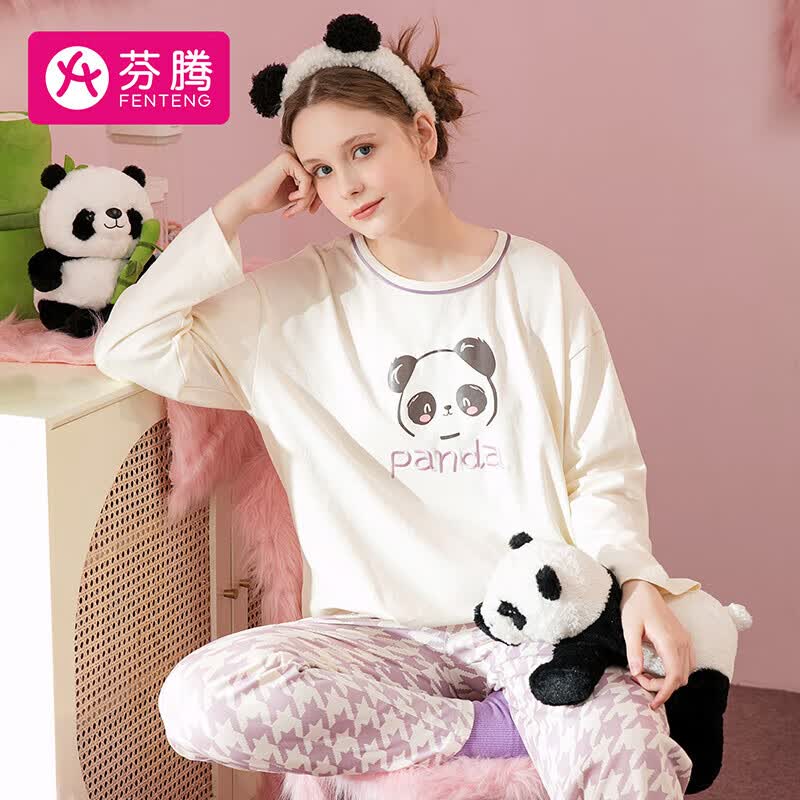 芬腾睡衣女士纯棉千鸟格圆领休闲可外穿家居服套装Q9X2470055使用感如何?