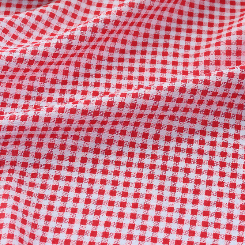 京弗 新款格子绵绸布料人造棉宝宝面料手工布头夏季薄款棉绸布料 细格子红   1米