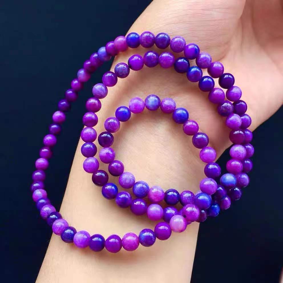 舒俱来石手串 紫手串男苏纪石南非帝王紫手链多圈sn7372 6mm