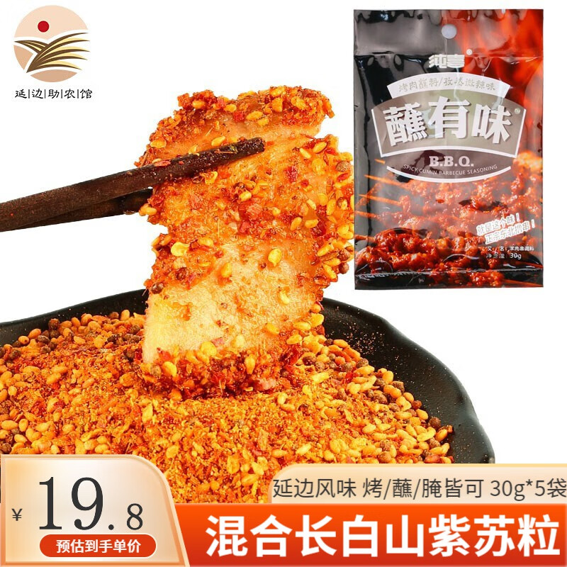 纯喜 烧烤串料 东北延边烤肉蘸料 延边特产 孜然羊肉串调料 30g/1kg 微辣30gx5袋