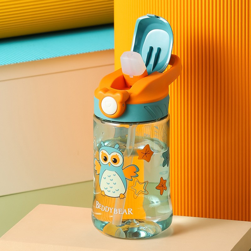 杯具熊儿童吸管水杯女童夏季男孩可爱水壶幼儿园宝宝上学喝水杯子