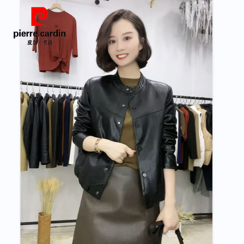 皮尔卡丹（pierre cardin）时尚百搭短款皮衣女春秋冬季新款设计感韩版简约pu皮外套小个子潮 黑色【春秋薄款】 M 100斤内高性价比高么？