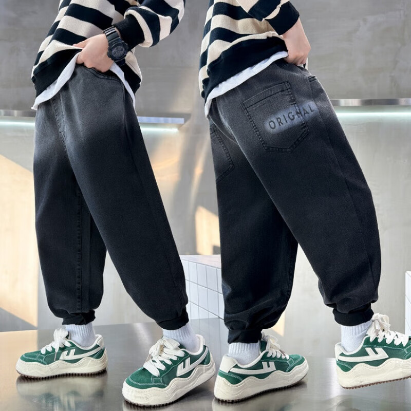 川孩男童牛仔裤春季新款中大童潮酷帅气阔腿长裤儿童男孩炸街外穿裤子