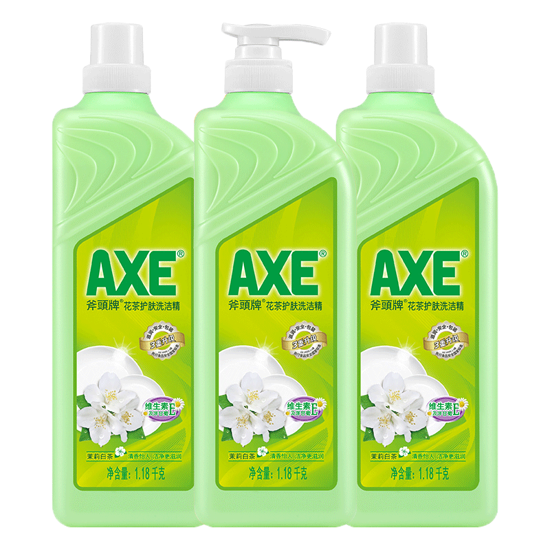 AXE 斧头 牌（AXE）花茶护肤洗洁精套装1.18kg*3(1泵+2补) 花茶清香 维E呵护不伤手