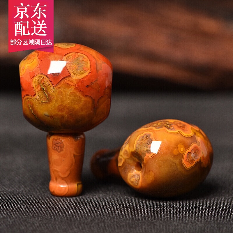 珍珠雨天然战国红玛瑙三通男女佛珠项链手串藏式佛头小金刚星月菩提