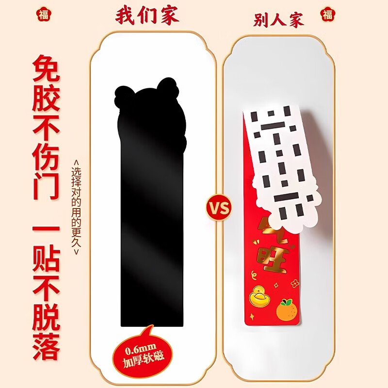 映火乔迁之喜对联磁吸2026新款新居布置入户门贴装饰搬家新房仪式用品 五福临门 【全背软磁】磁吸对联