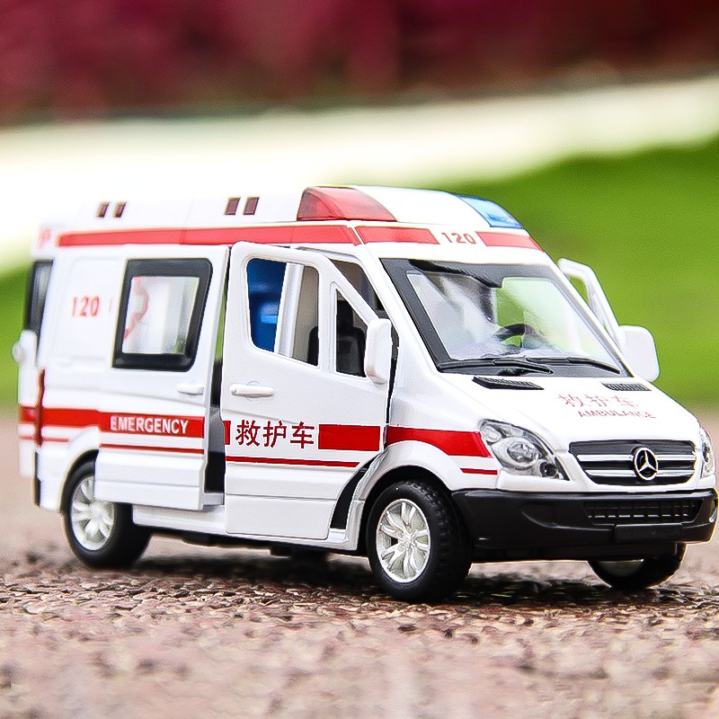 恩贝家族玩具汽车奔驰救护车儿童男孩玩具车仿真合金模型手办车门可开