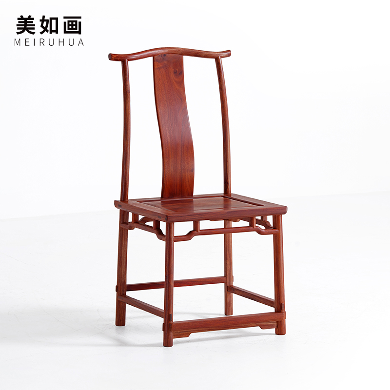 血檀(学名:染料紫檀)原木无漆无蜡 灯挂椅 明式餐椅 原木靠背椅子