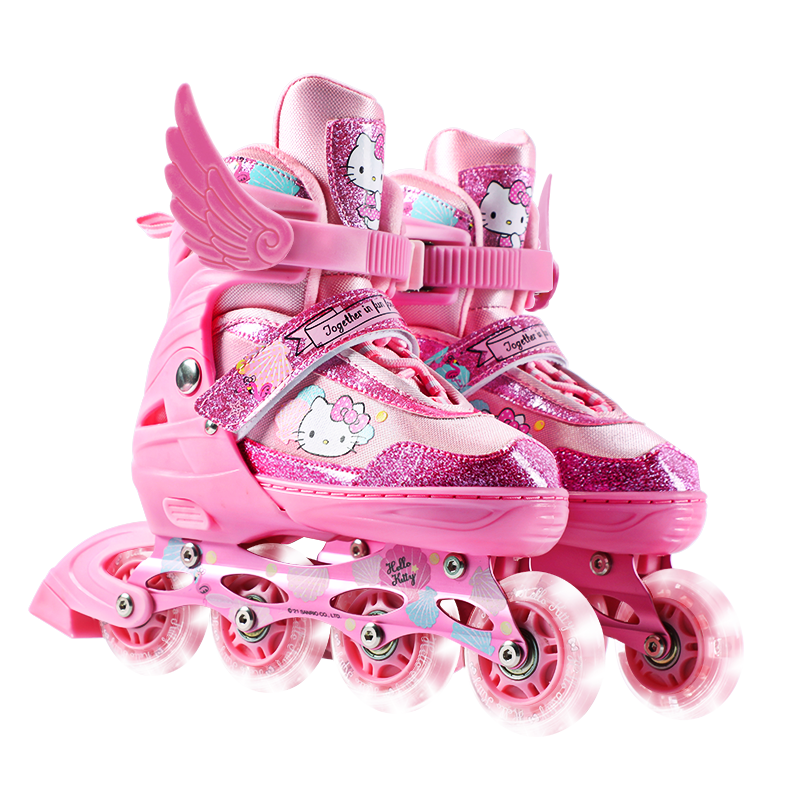 MESUCA 麦斯卡 x凯蒂猫联名轮滑鞋儿童溜冰鞋男童女童全闪直排旱冰鞋滑冰鞋套装