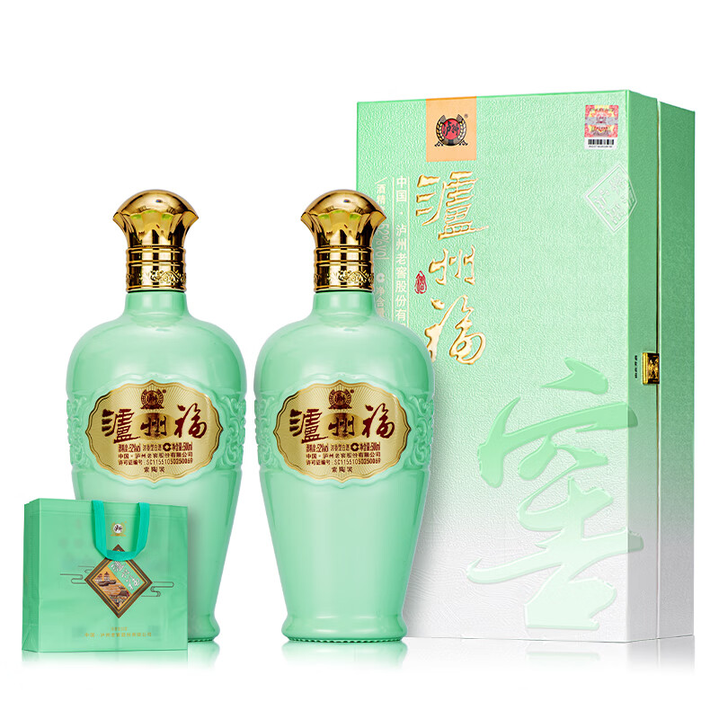 泸州老窖 泸州福 紫陶装 纯粮食酿造 52%vol 500ml 2瓶 礼盒装