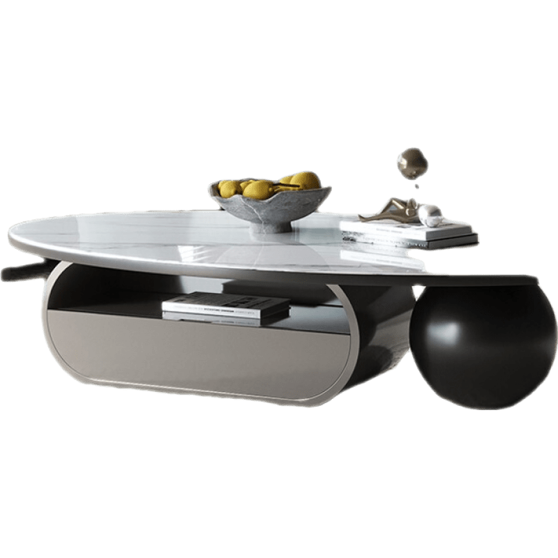 慕跃 茶几 岩板茶几小户型现代简约客厅家用小茶台轻奢艺术感椭圆形茶几 原创设计 岩板茶几【1.3*0.7m】 组装