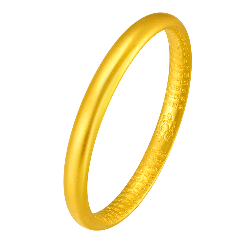 老廟黃金手鐲足金傳承蓮花心經(jīng)泥鰍背金鐲子送老婆媽媽 60圈號/約13.5g