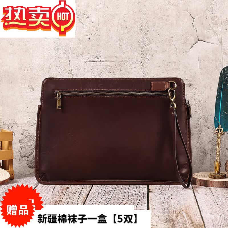 sohmbv高定大容量疯马皮男士手拿包手包男士包多功能电脑包男款手抓包