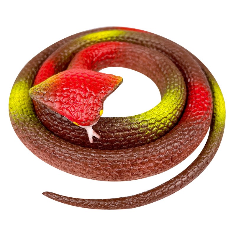 儿童仿真眼镜蛇小玩具恶搞整蛊道具男孩软胶假蛇动物模型 褐色眼镜蛇