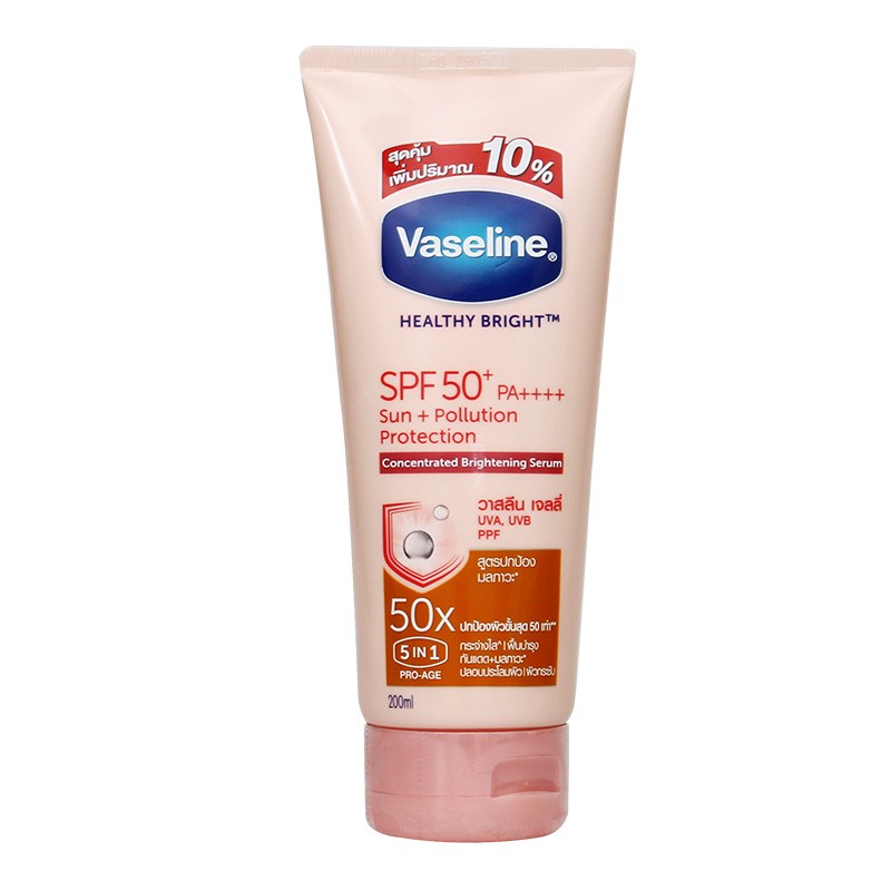 凡士林（Vaseline） 精华防晒乳霜高倍防晒伤防晒黑抵御紫外线夏季不油腻SPF50PA++++ 加量10%款（200ml）-23.8.8