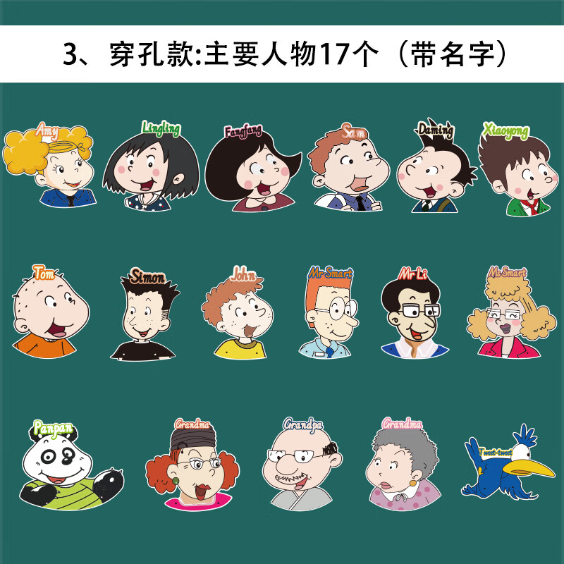 卡片教具公开课优质课卡通头像学生游戏互动角色扮演课堂表演用具教师