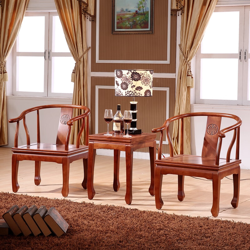 诗亭阁茶椅主人椅 官帽椅实木椅子围椅三件套太师椅圈椅新中式茶桌