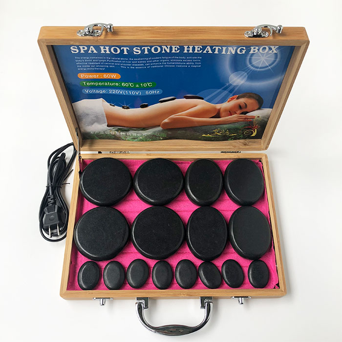 美容院火山能量石spa热石养生按摩石头加热热敷石砭石背部加热箱 16
